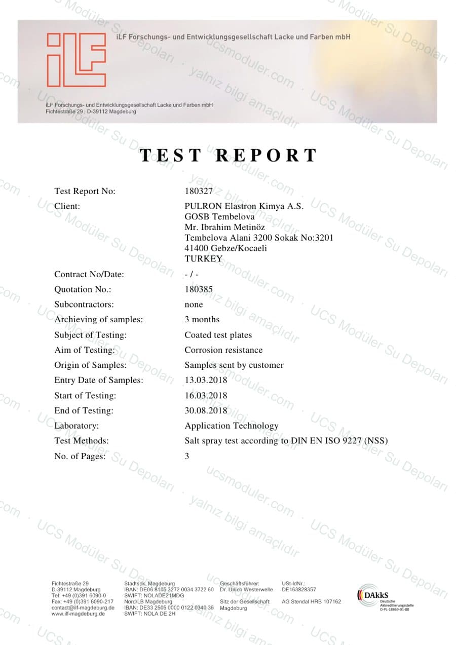 4.000 saat tuz testi belgesi