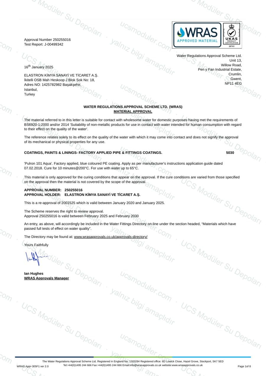 WRAS onayı belgesi