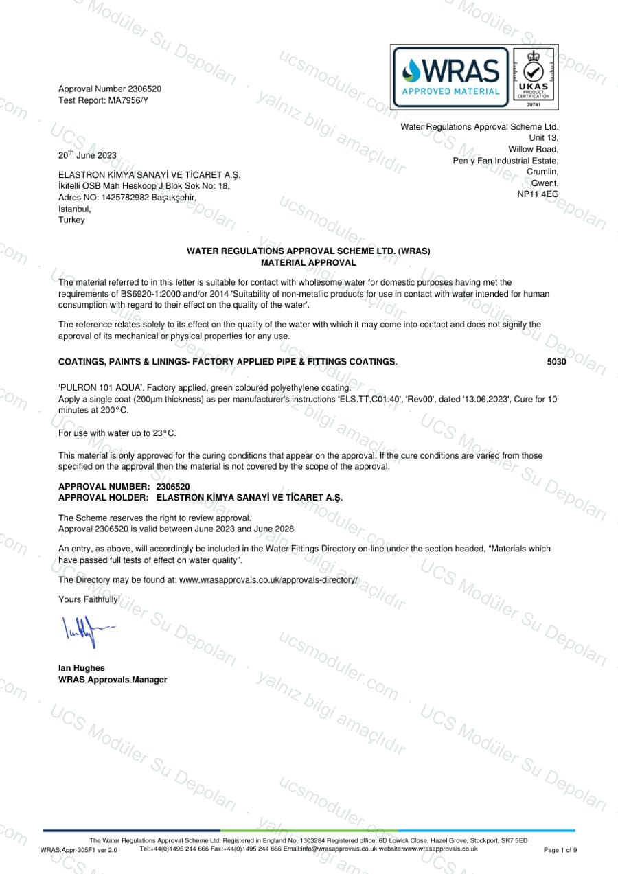 WRAS onayı belgesi